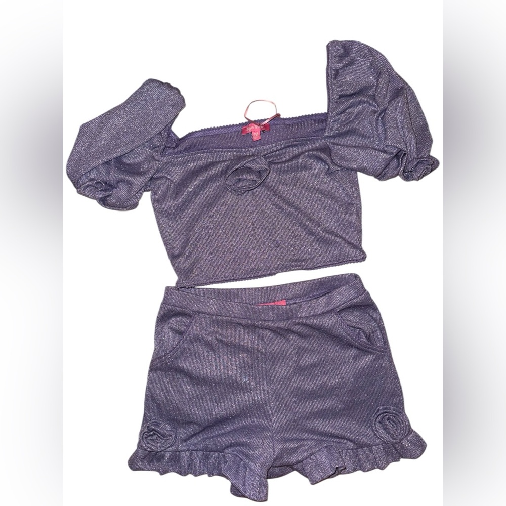 Sugar Thrillz rosette metallic purple set medium new with tag